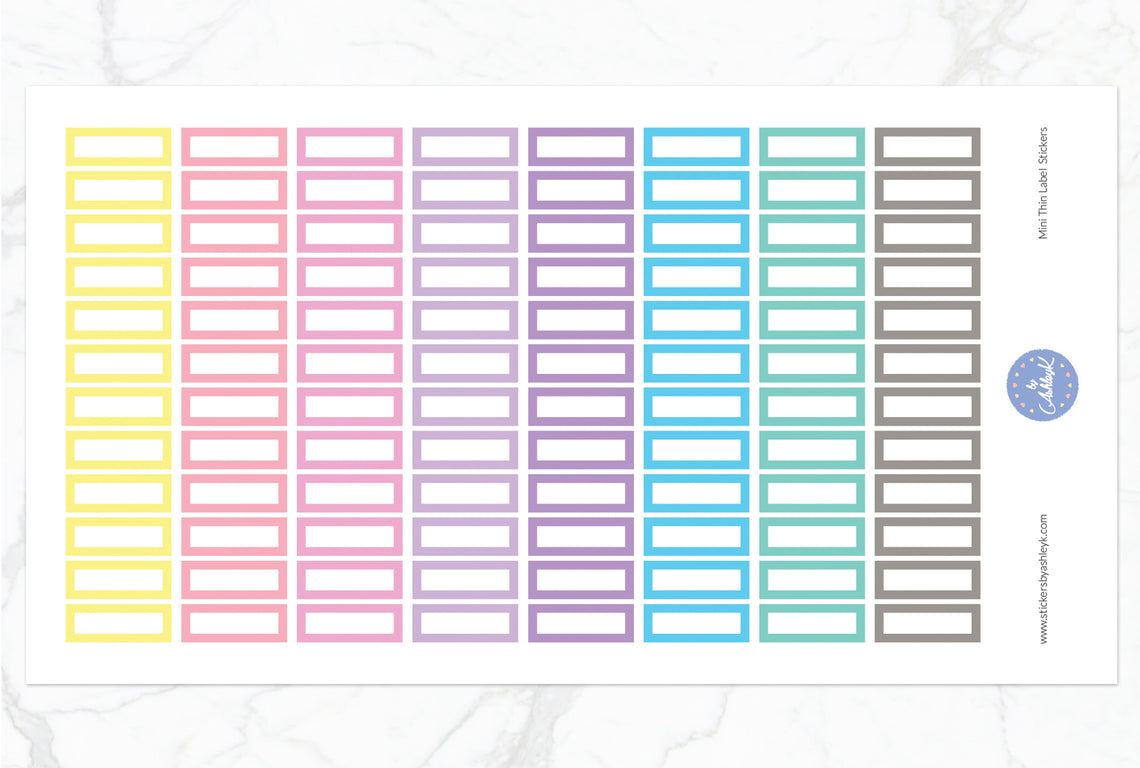 Mini Thin Label Stickers - Pastel