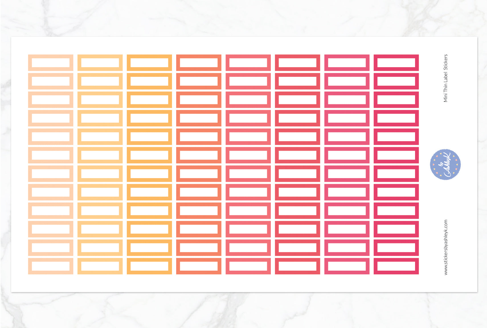 Mini Thin Label Stickers - Peach