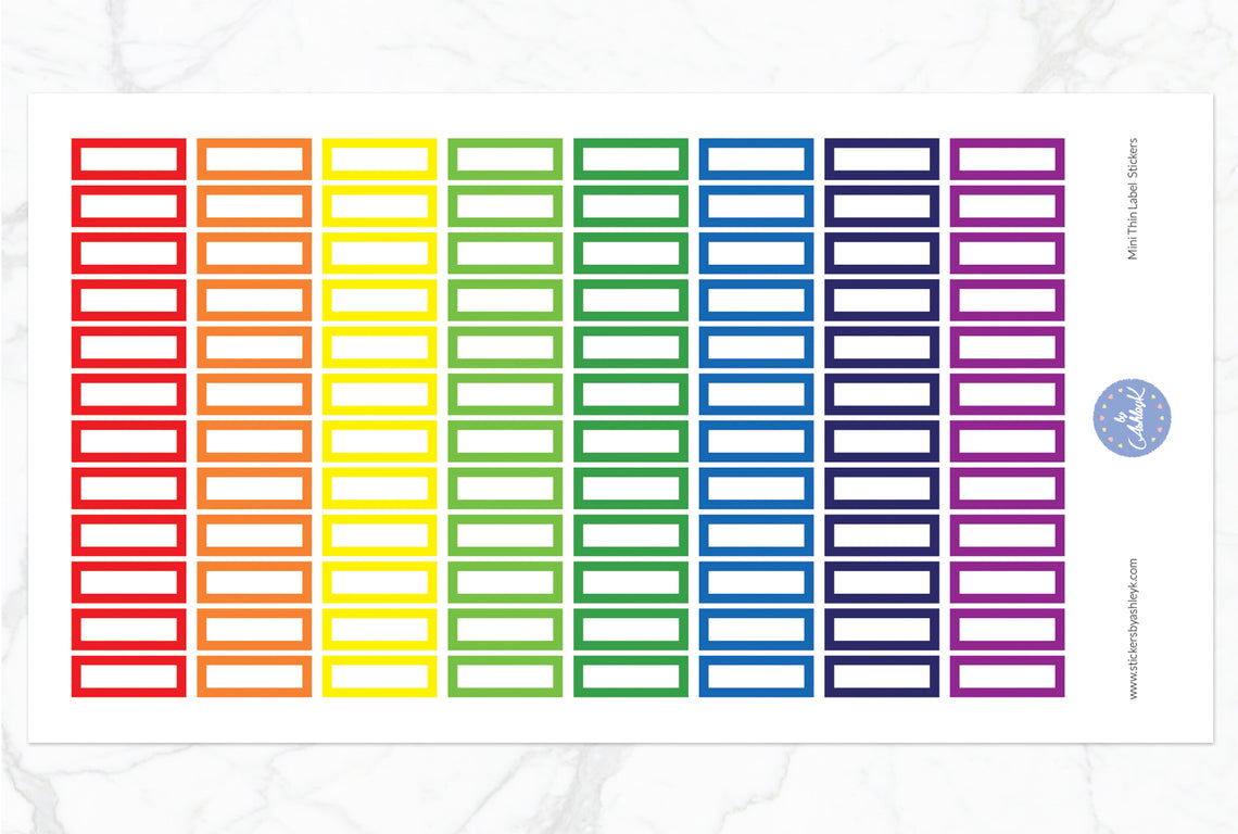 Mini Thin Label Stickers - Rainbow