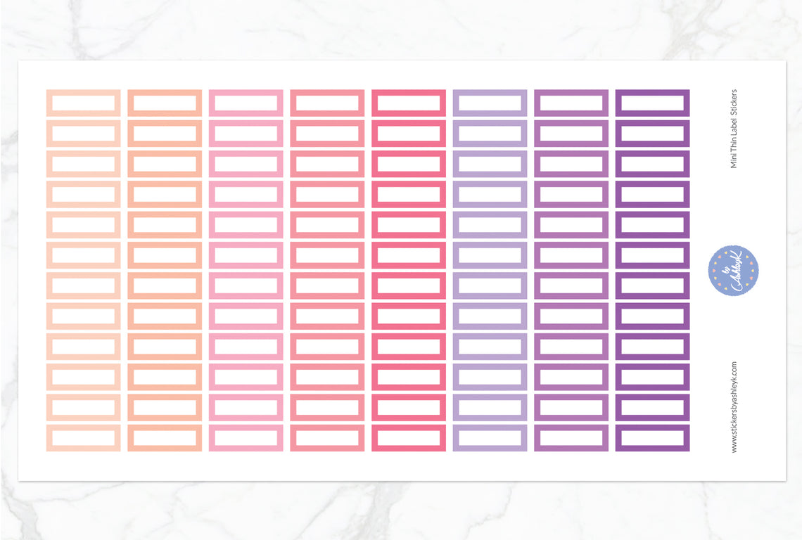 Mini Thin Label Stickers - Raspberry