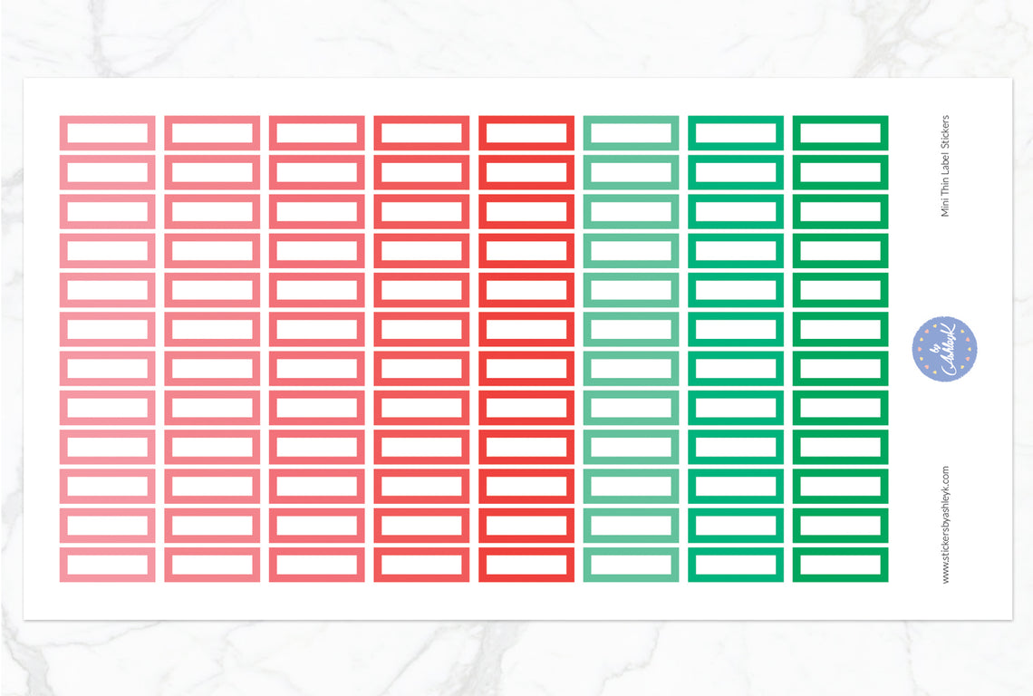 Mini Thin Label Stickers - Watermelon