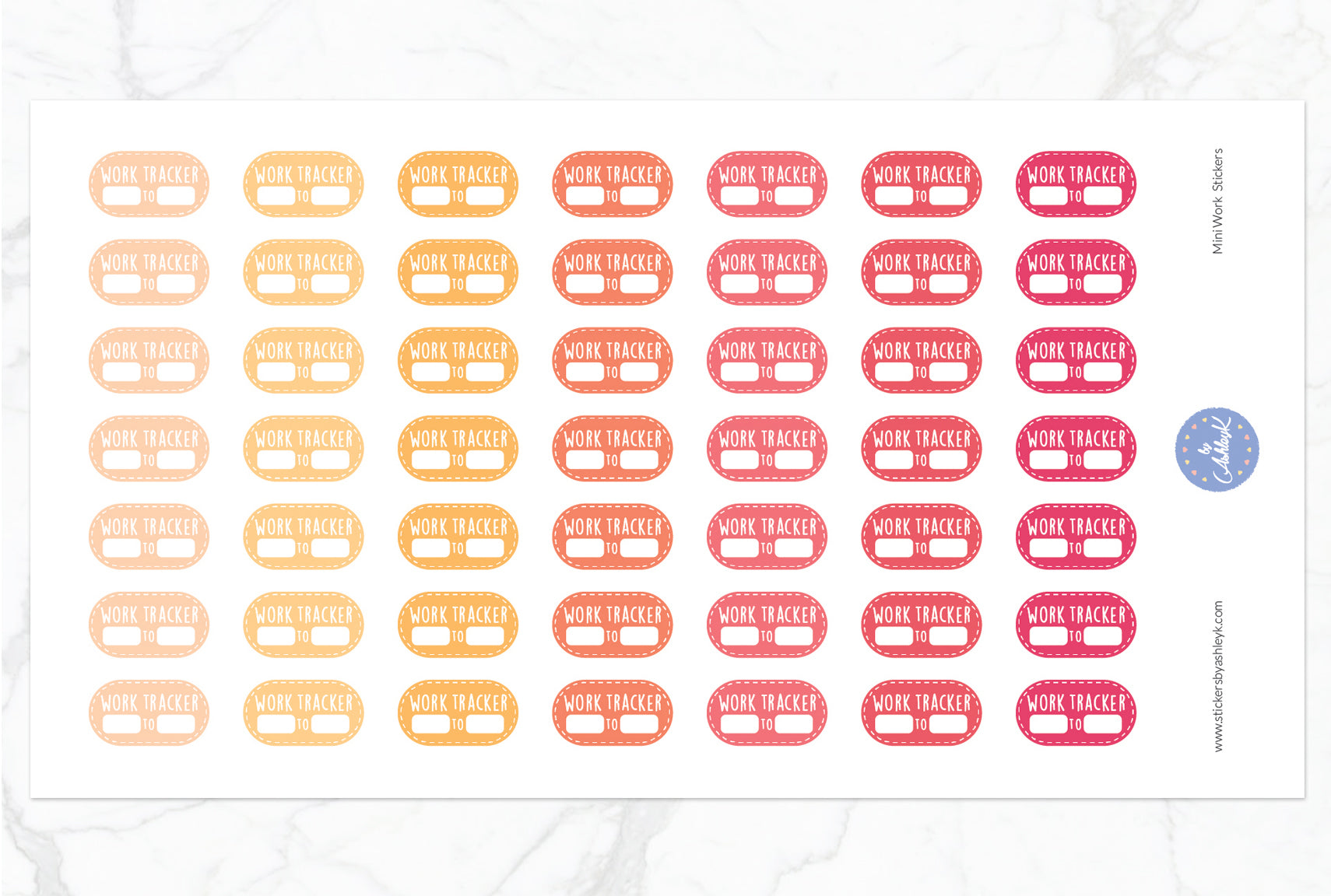 Mini Work Stickers - Peach