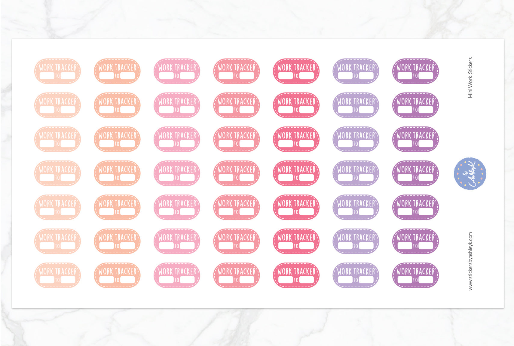 Mini Work Stickers - Raspberry