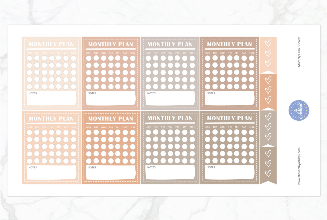 Monthly Plan Stickers - Beige Neutral