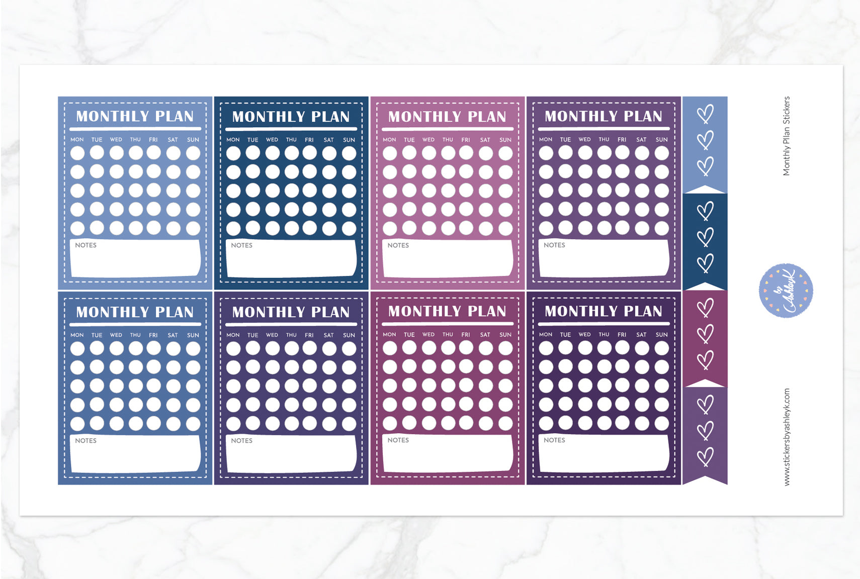 Monthly Plan Stickers - Blueberry