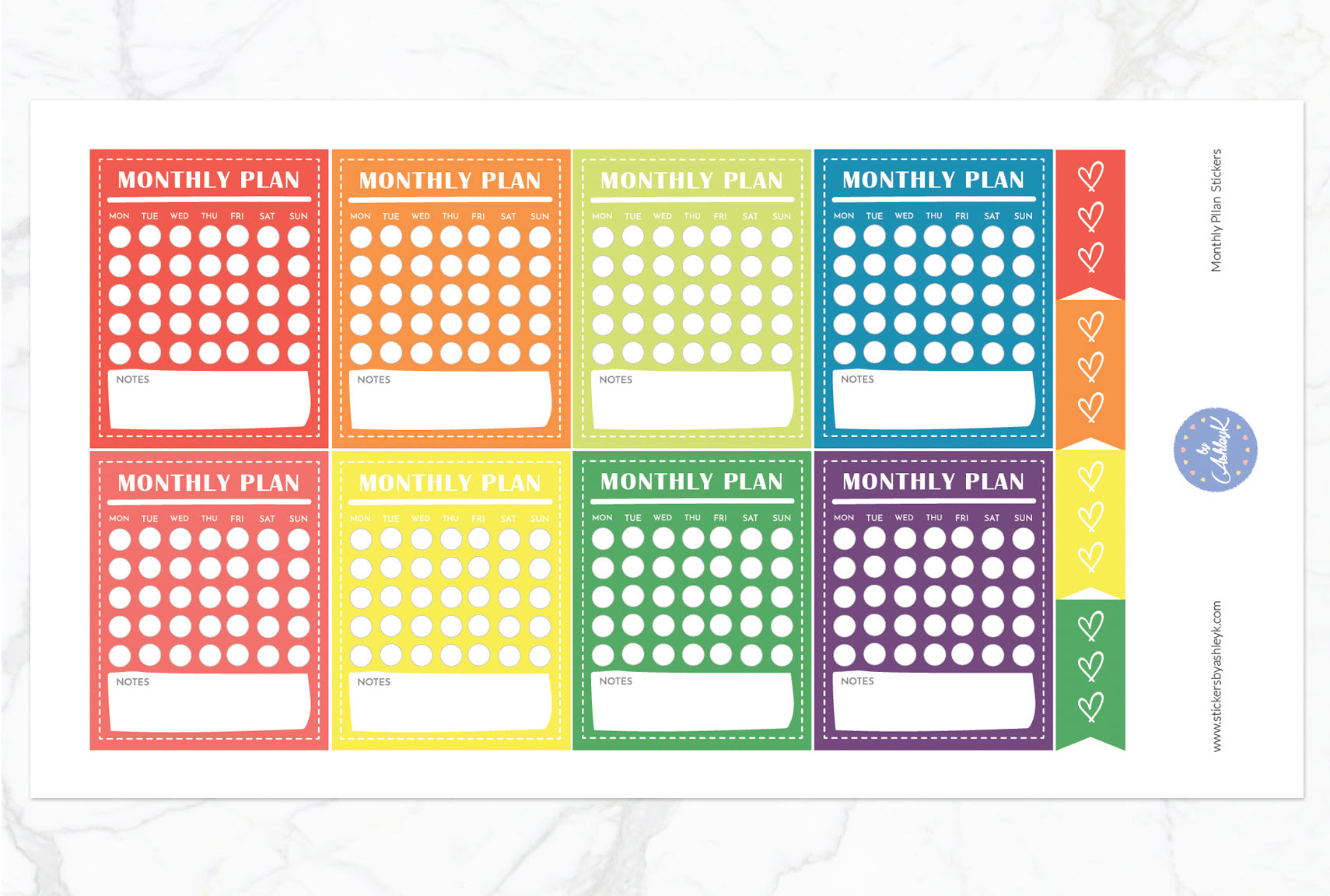 Monthly Plan Stickers - Pastel Rainbow