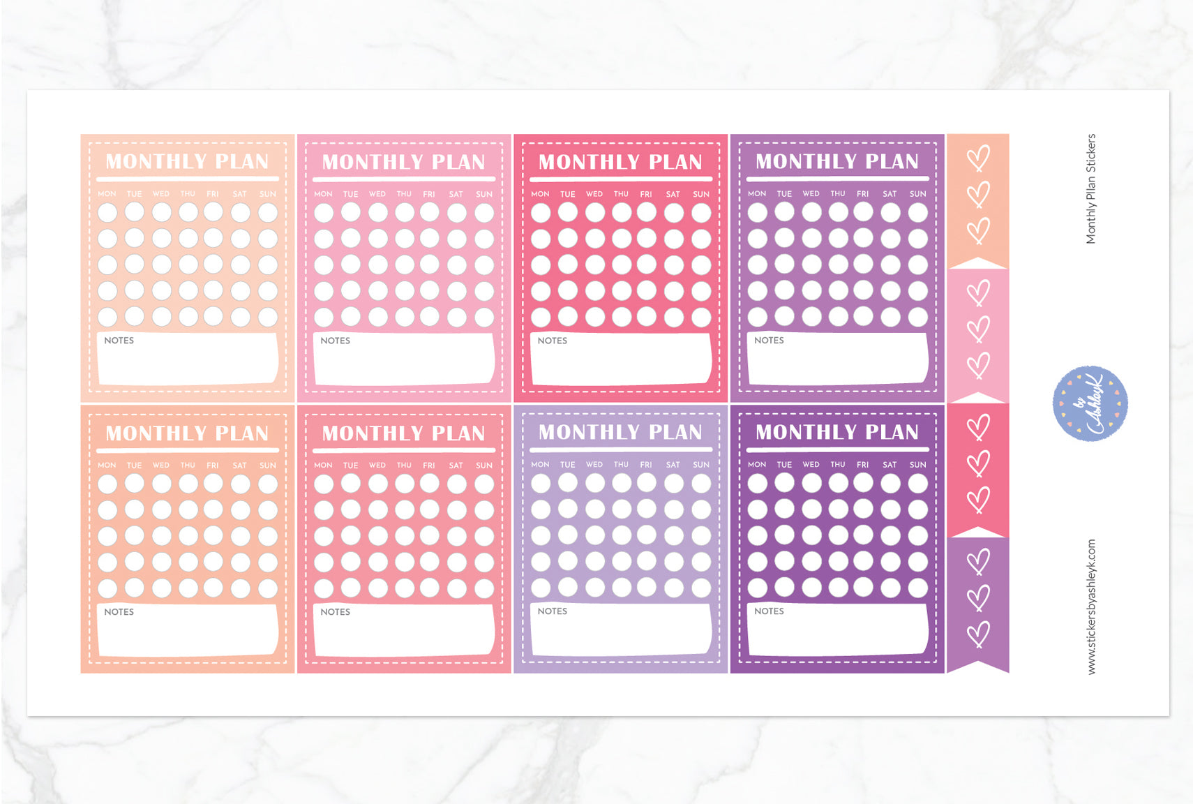 Monthly Plan Stickers - Raspberry