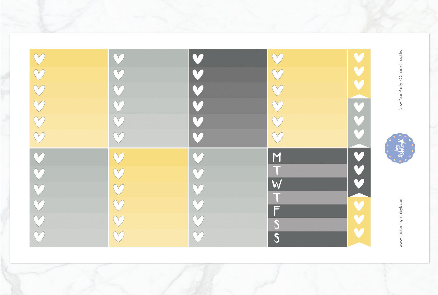 New Year Party Weekly Kit  - Ombre Checklist Sheet