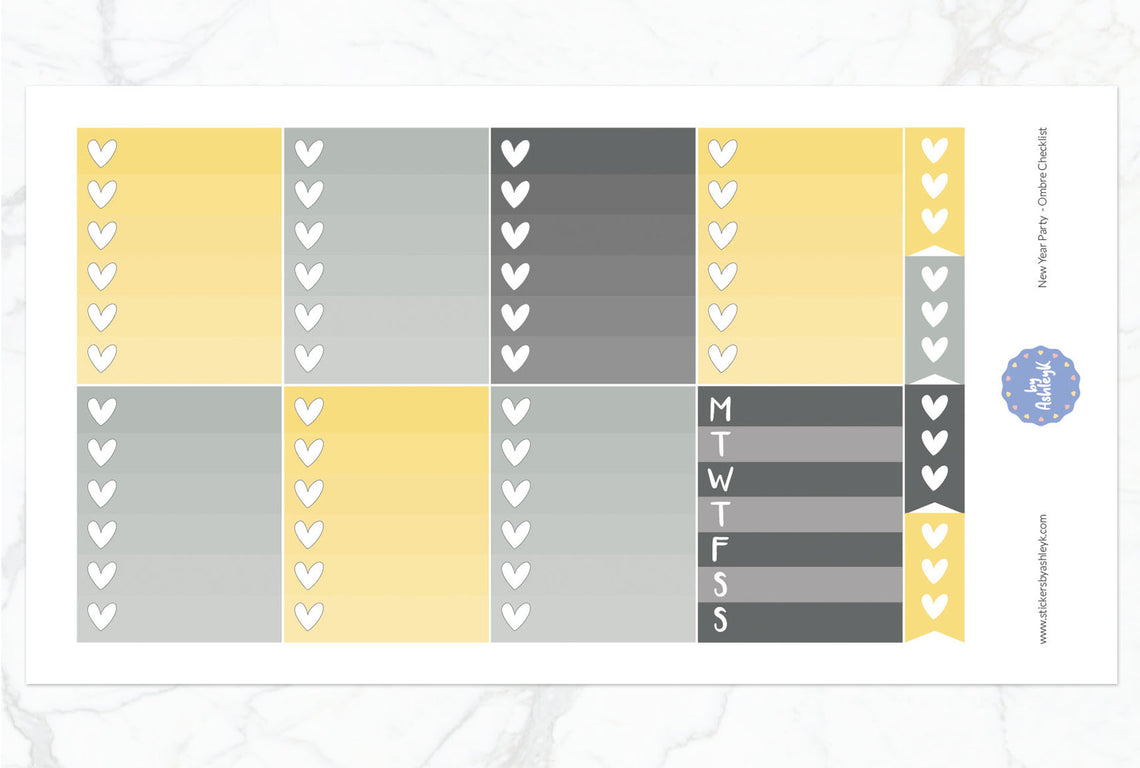New Year Party Weekly Kit  - Ombre Checklist Sheet