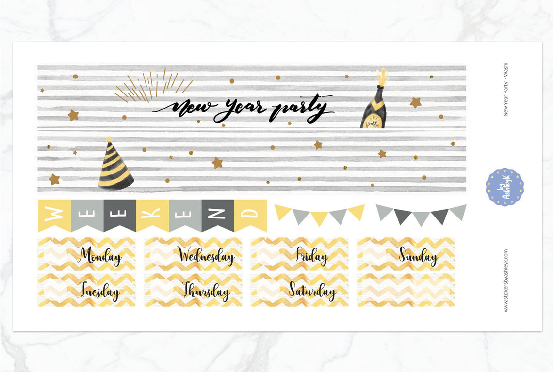 New Year Party Weekly Kit  - Washi Sheet