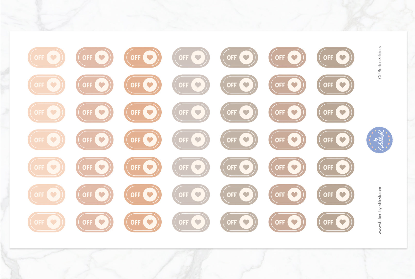 Off Button Stickers - Beige Neutral