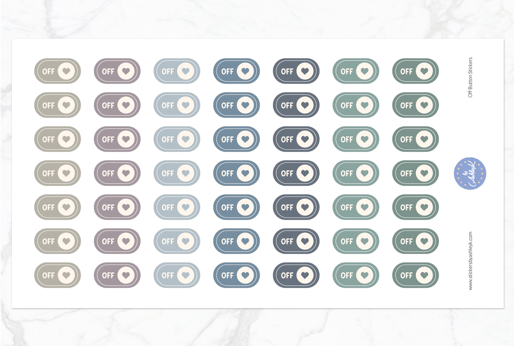 Off Button Stickers - Modern Neutral