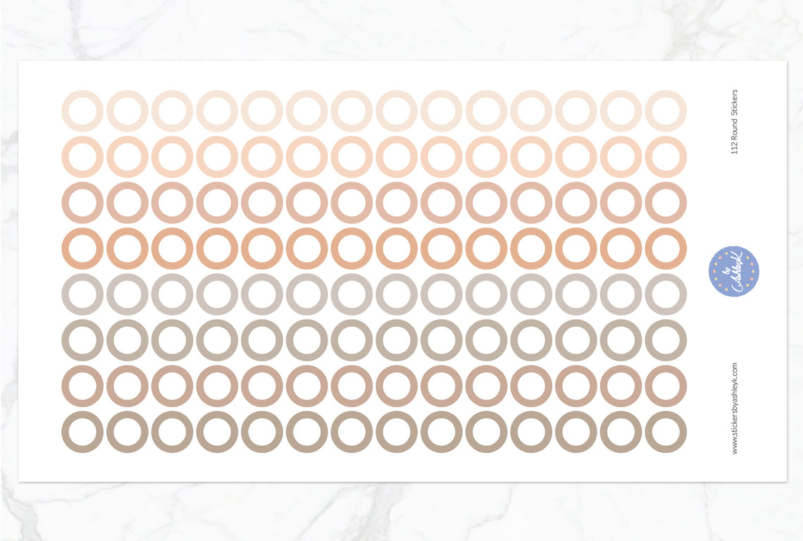 Outline Circle Stickers - Beige Neutral