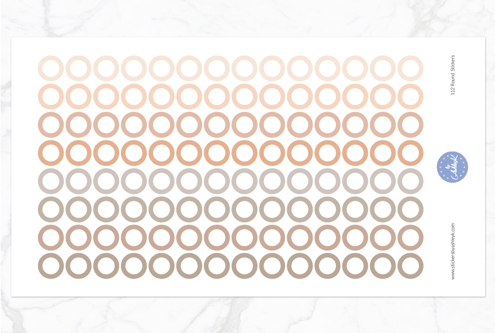 Outline Circle Stickers - Beige Neutral