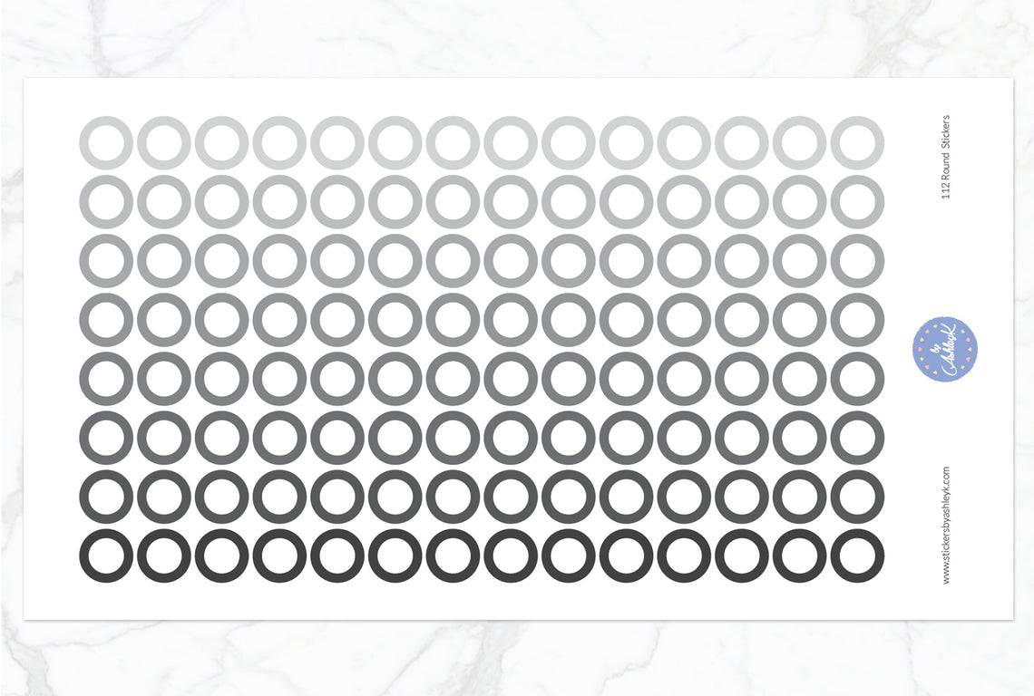 Outline Circle Stickers - Monochrome
