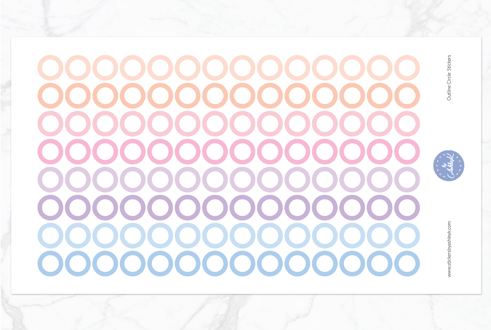 Outline Circle Stickers - Pastel Sunset