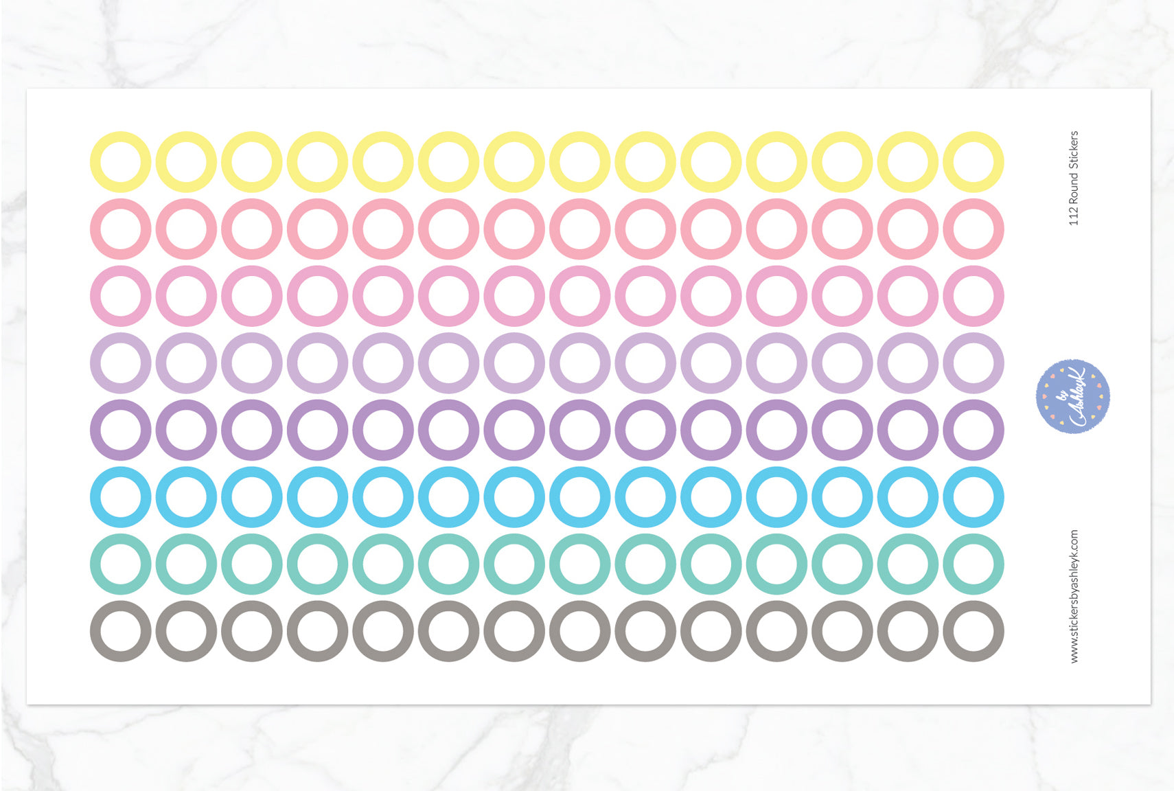 Outline Circle Stickers - Pastel