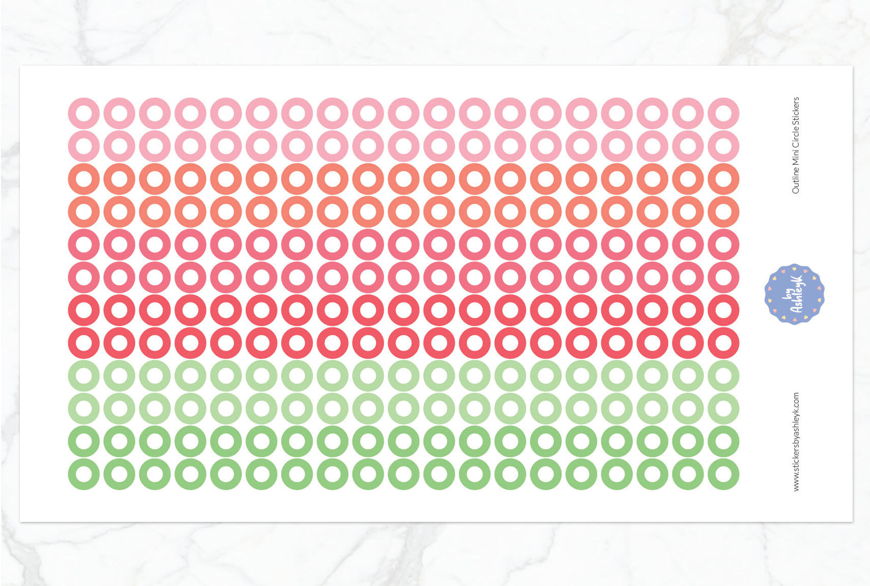 Outline Mini Circle Planner Stickers - Strawberry