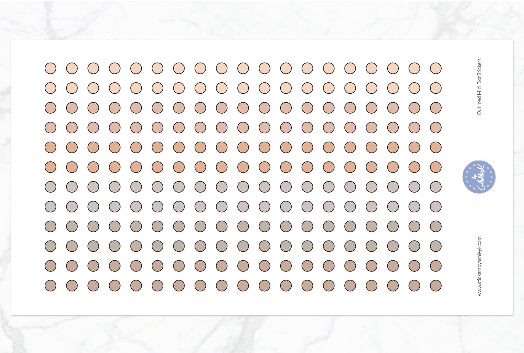 Outlined Mini Dot Planner Stickers - Beige Neutral