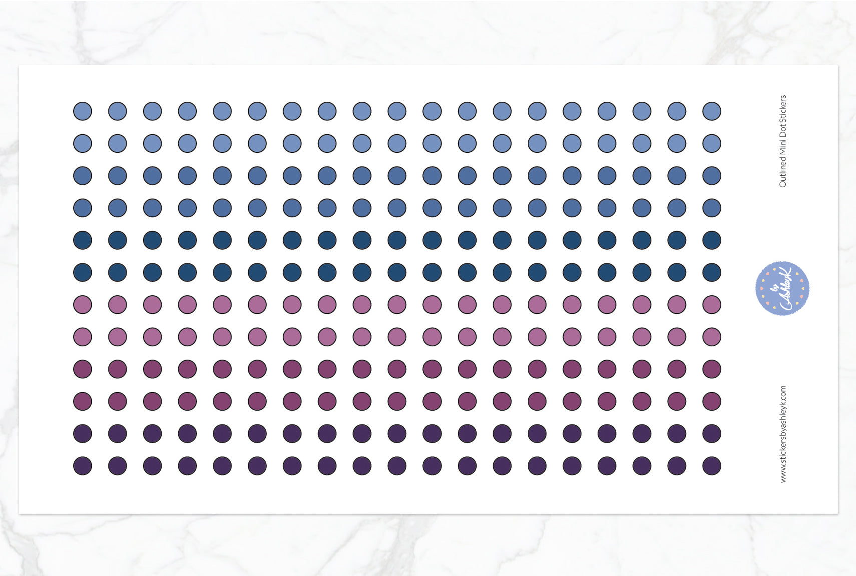 Outlined Mini Dot Planner Stickers - Blueberry