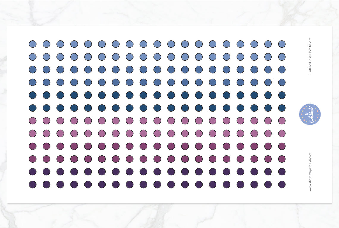 Outlined Mini Dot Planner Stickers - Blueberry