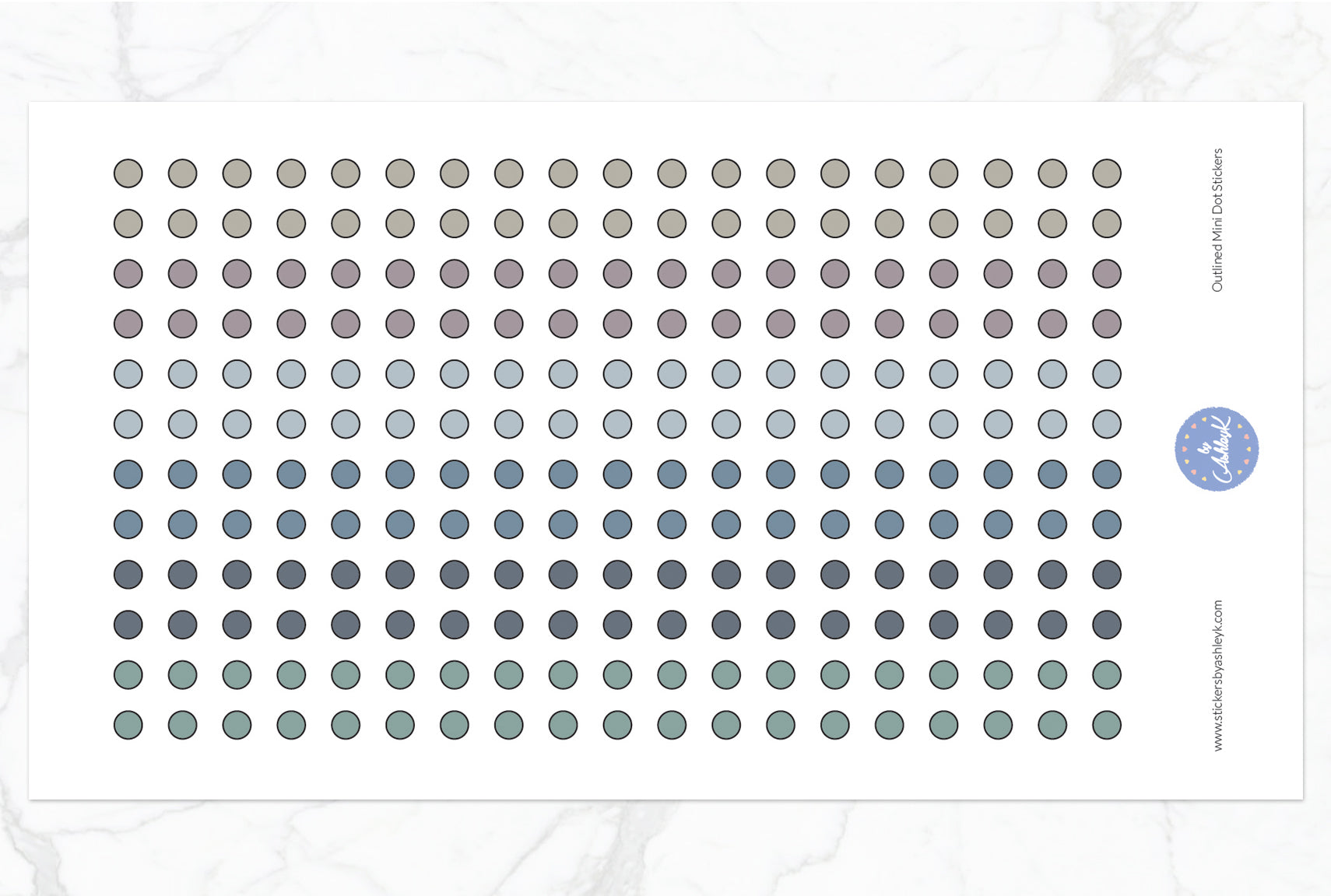 Outlined Mini Dot Planner Stickers - Modern Neutral