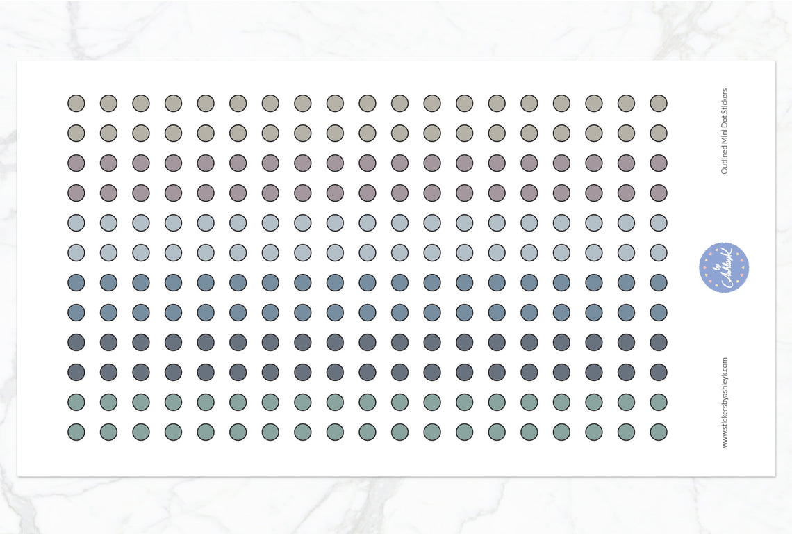Outlined Mini Dot Planner Stickers - Modern Neutral