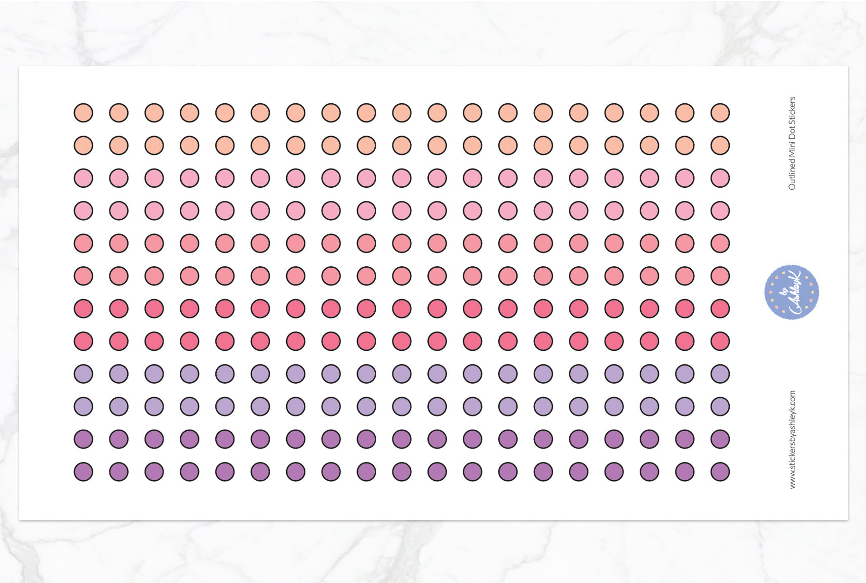 Outlined Mini Dot Planner Stickers - Raspberry