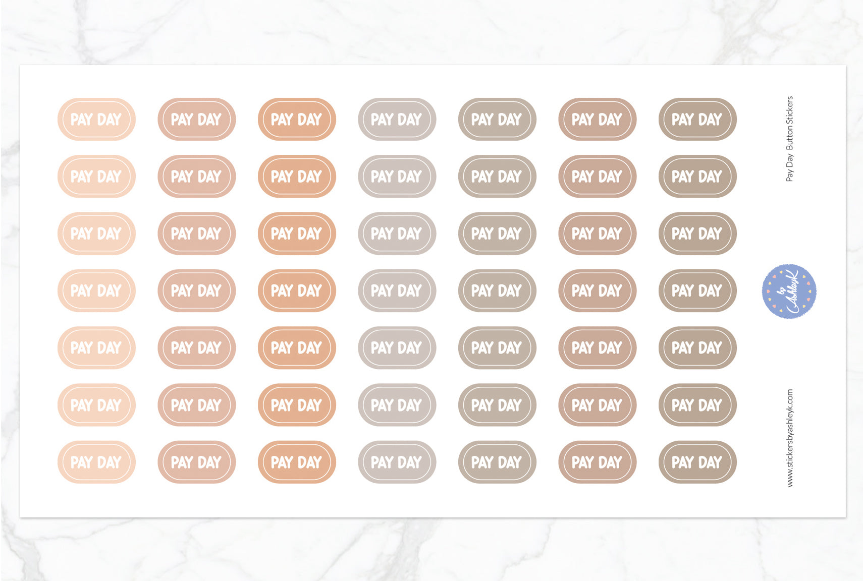 Pay Day Button Stickers - Beige Neutral