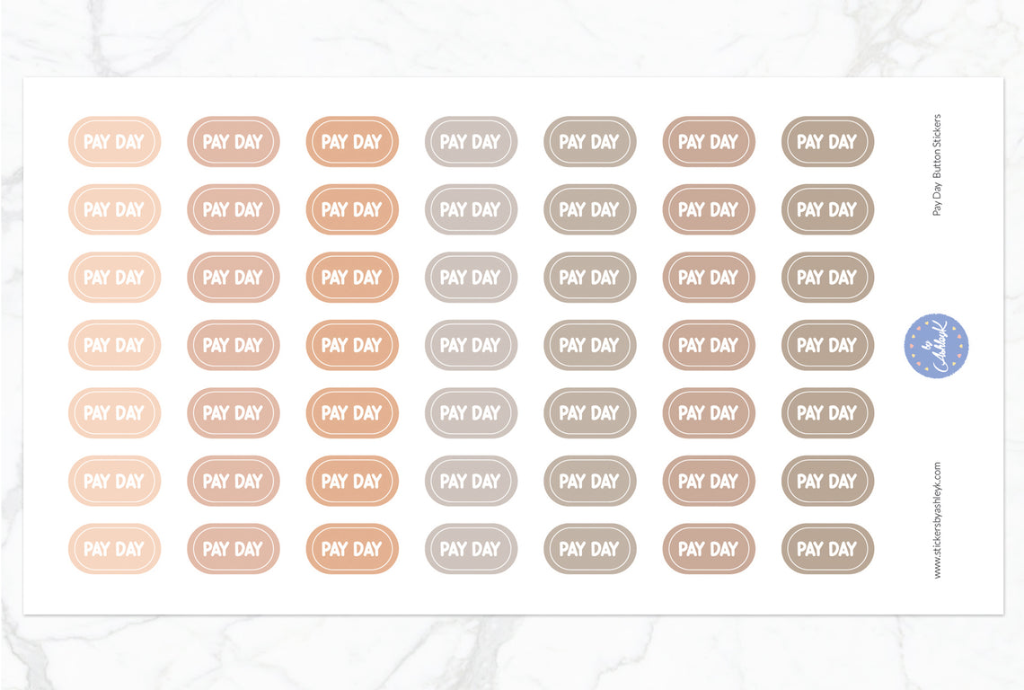 Pay Day Button Stickers - Beige Neutral