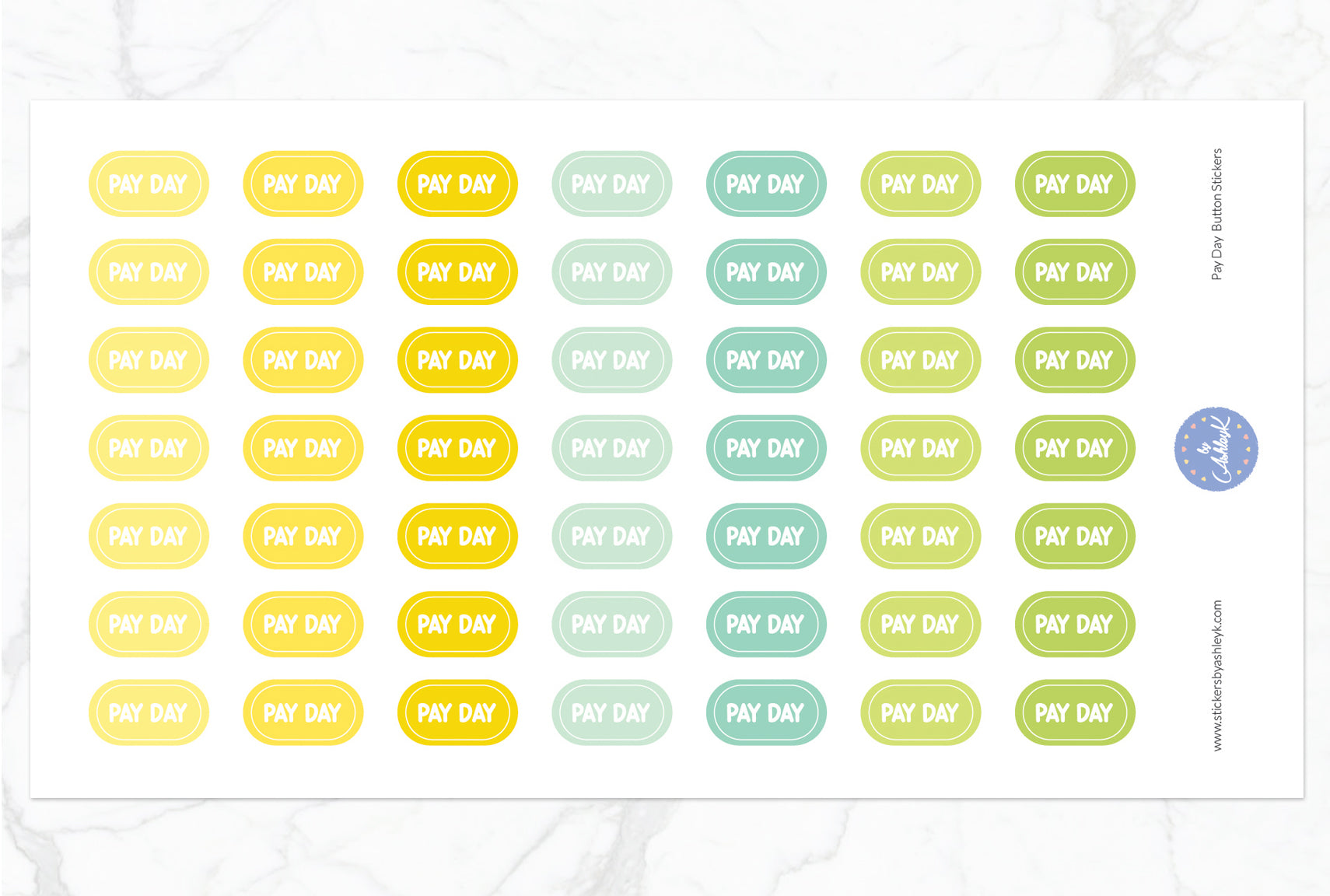 Pay Day Button Stickers - Lemon&Lime