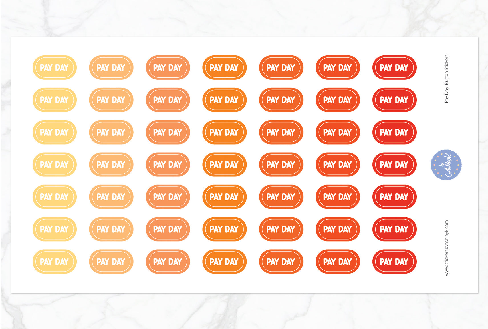 Pay Day Button Stickers - Orange