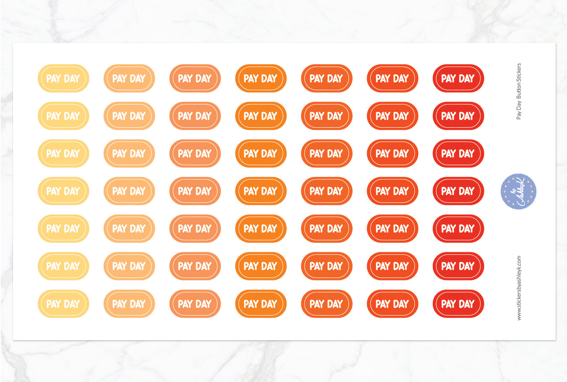 Pay Day Button Stickers - Orange