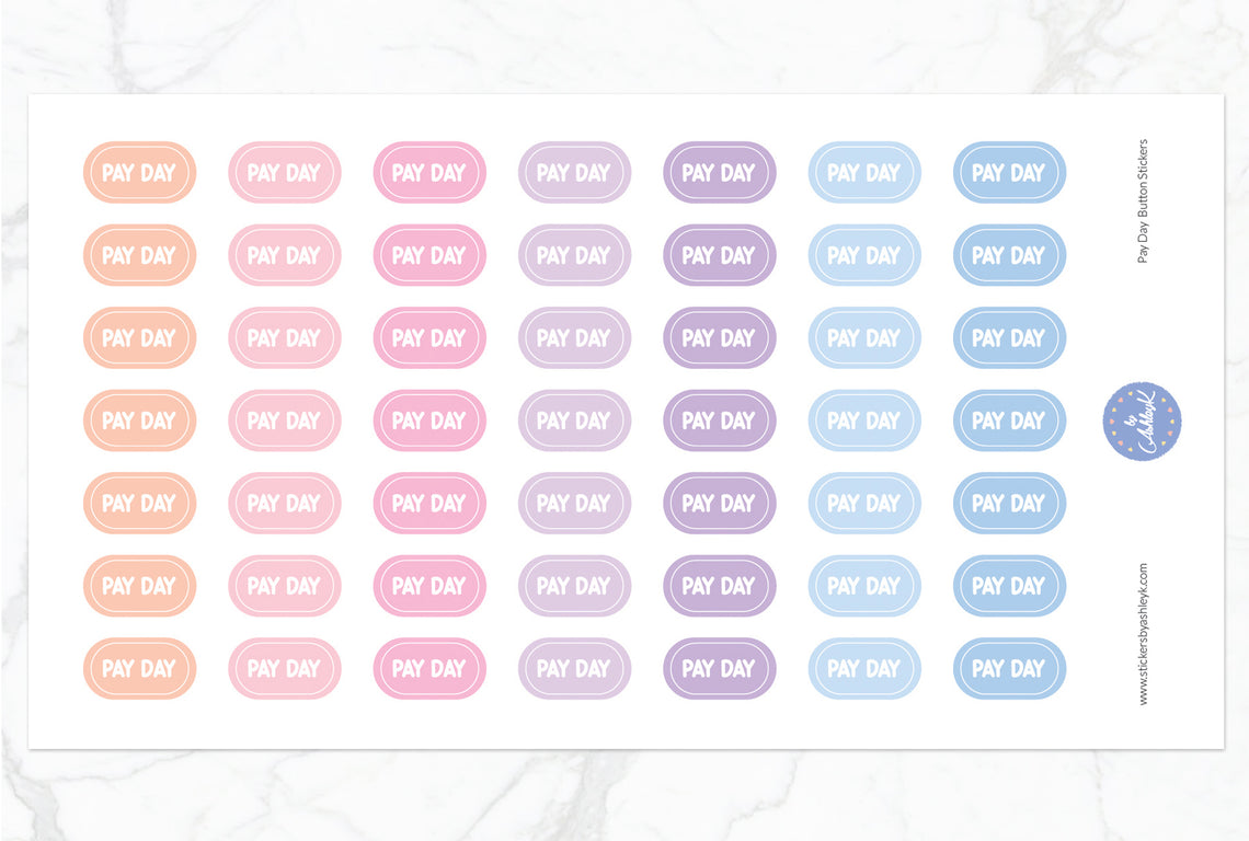 Pay Day Button Stickers - Pastel Sunset