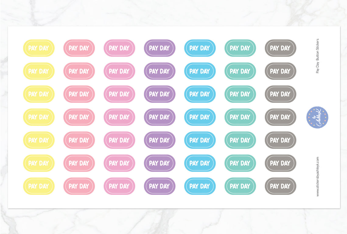 Pay Day Button Stickers - Pastel