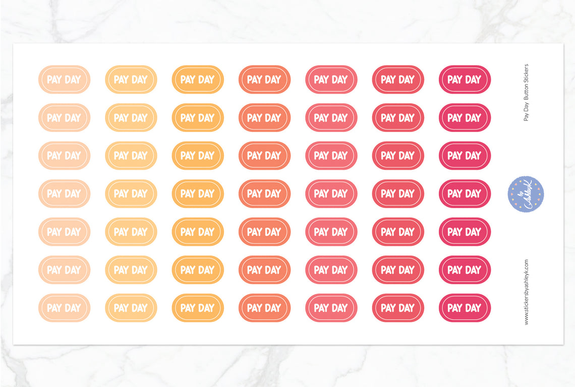 Pay Day Button Stickers - Peach