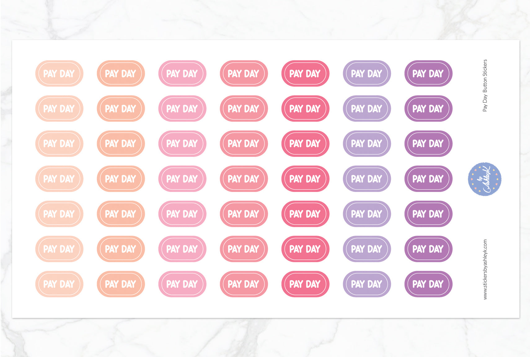 Pay Day Button Stickers - Raspberry