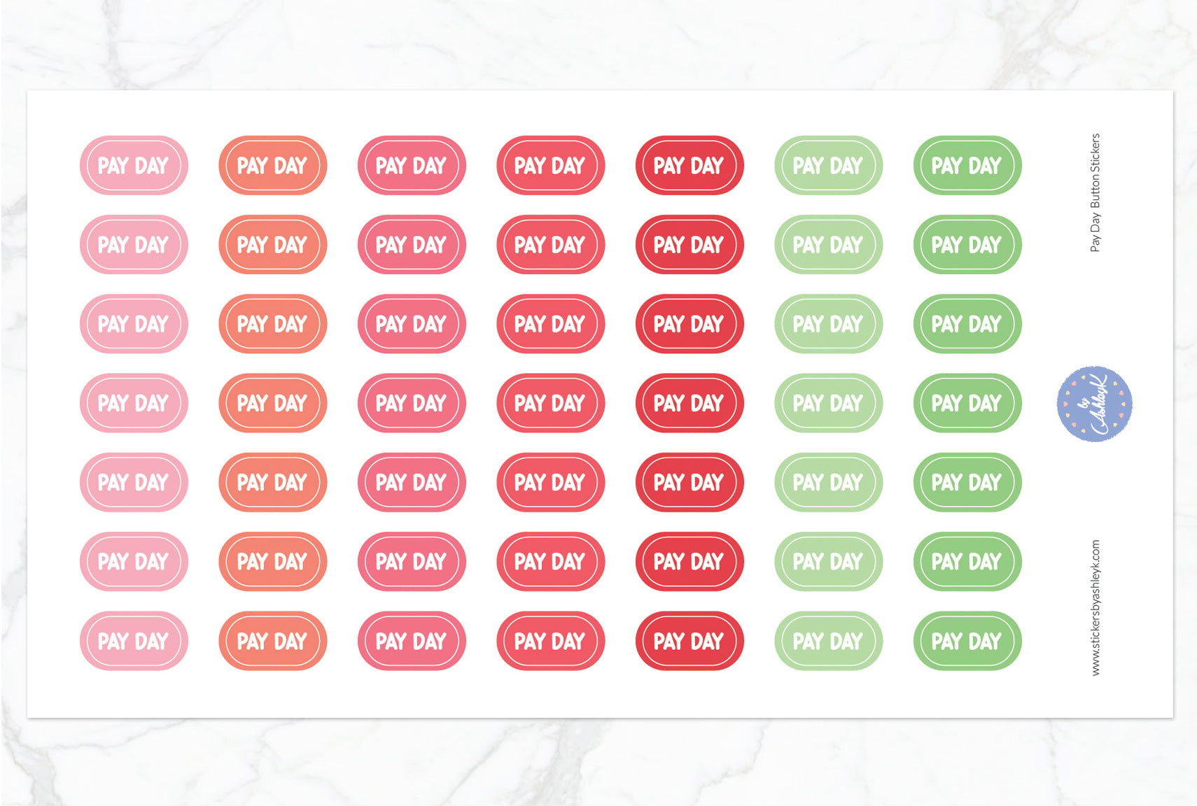 Pay Day Button Stickers - Strawberry