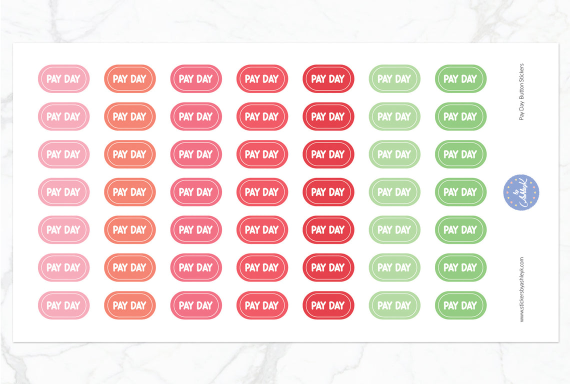 Pay Day Button Stickers - Strawberry