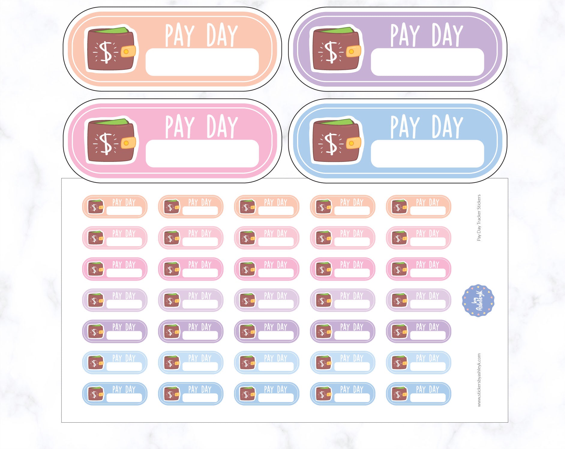 Pay Day Tracker Planner Stickers