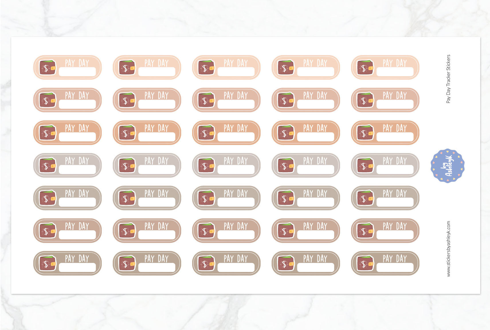 Pay Day Tracker Planner Stickers - Beige Neutral