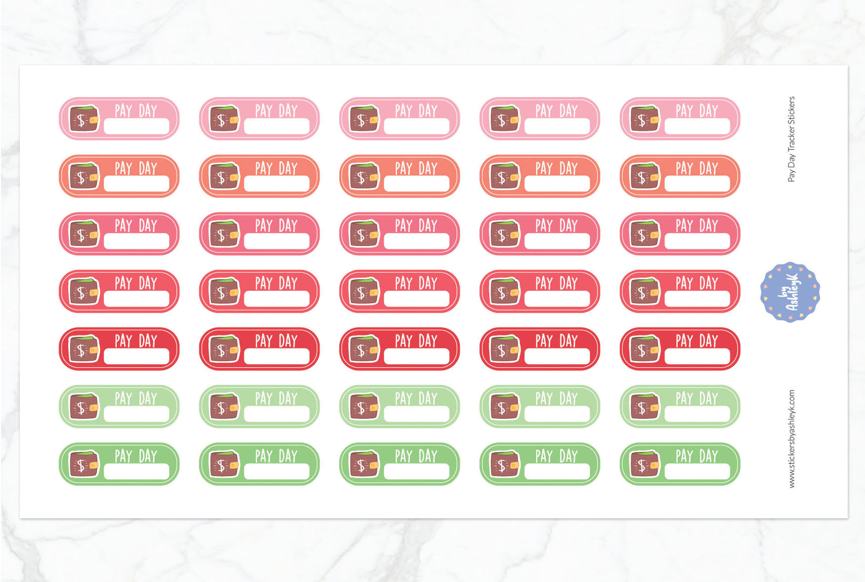 Pay Day Tracker Planner Stickers - Strawberry