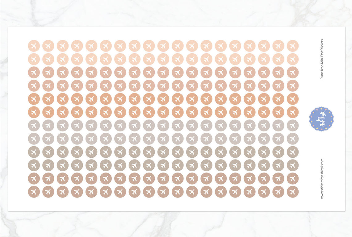 Plane Icon Mini Dot Planner Stickers - Beige Neutral