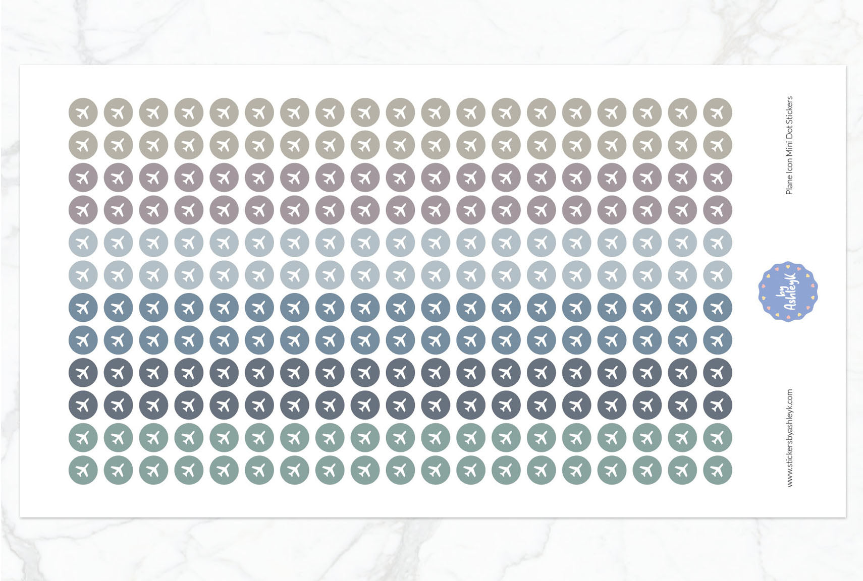 Plane Icon Mini Dot Planner Stickers - Modern Neutral