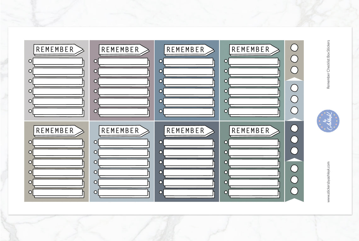 Remember Checklist Box Stickers - Modern Neutral