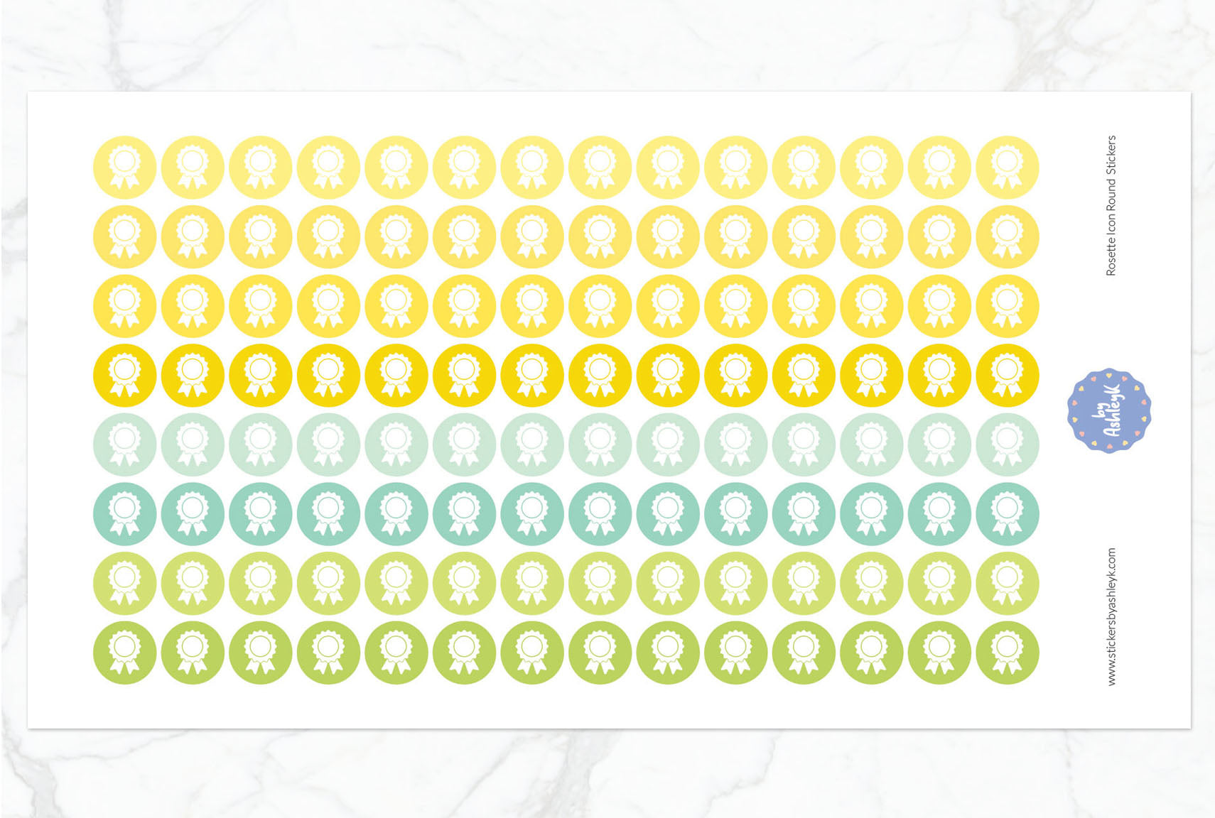 Rosette Icon Round Planner Stickers - Lemon&Lime