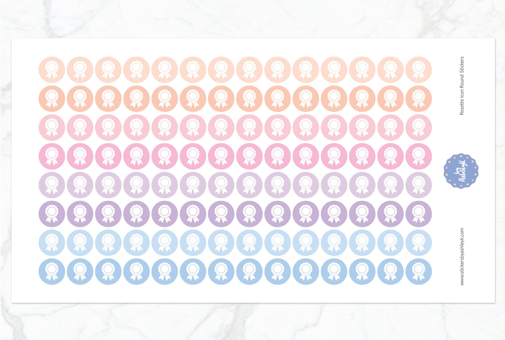 Rosette Icon Round Planner Stickers - Pastel Sunset