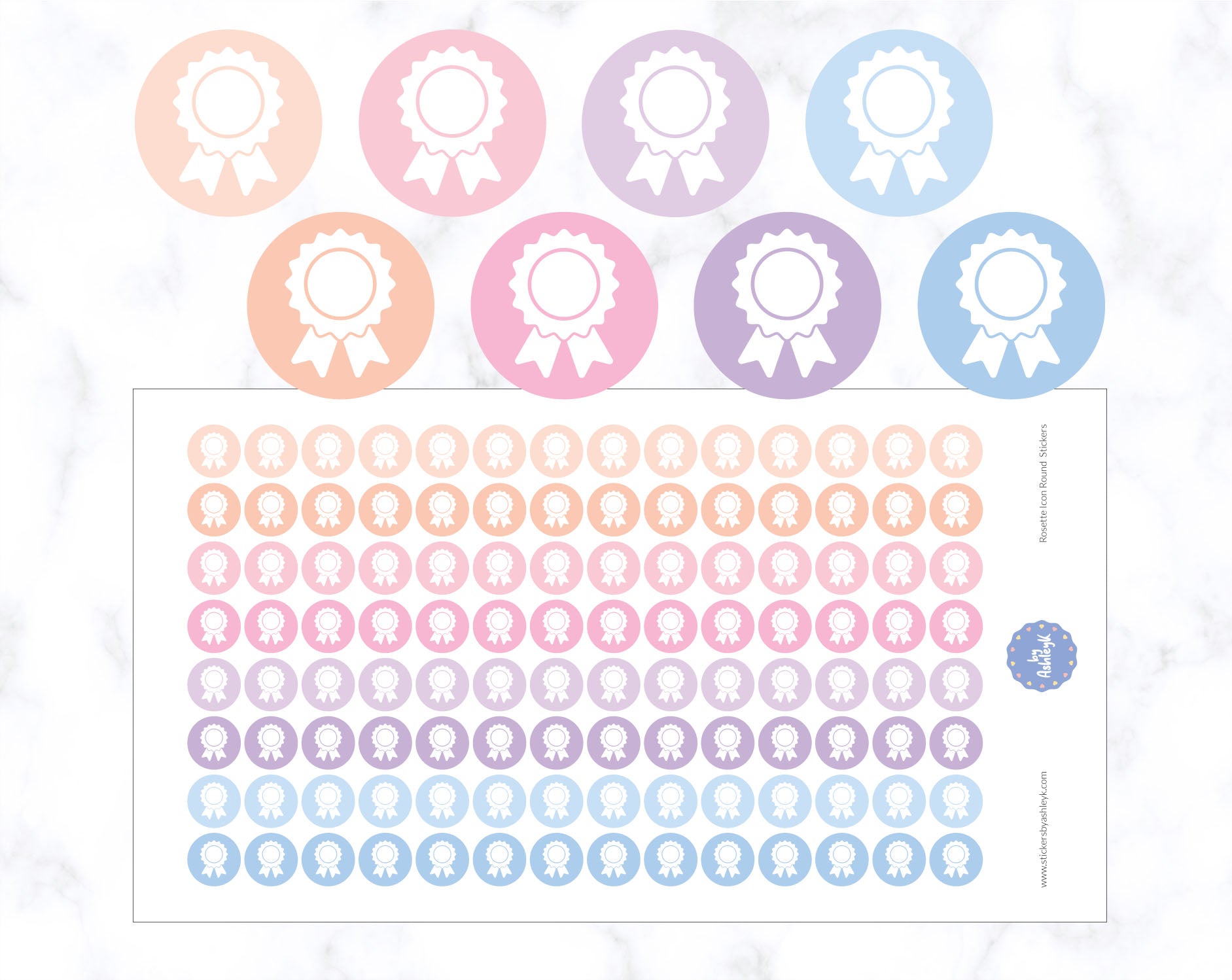 Rosette Icon Round Planner Stickers