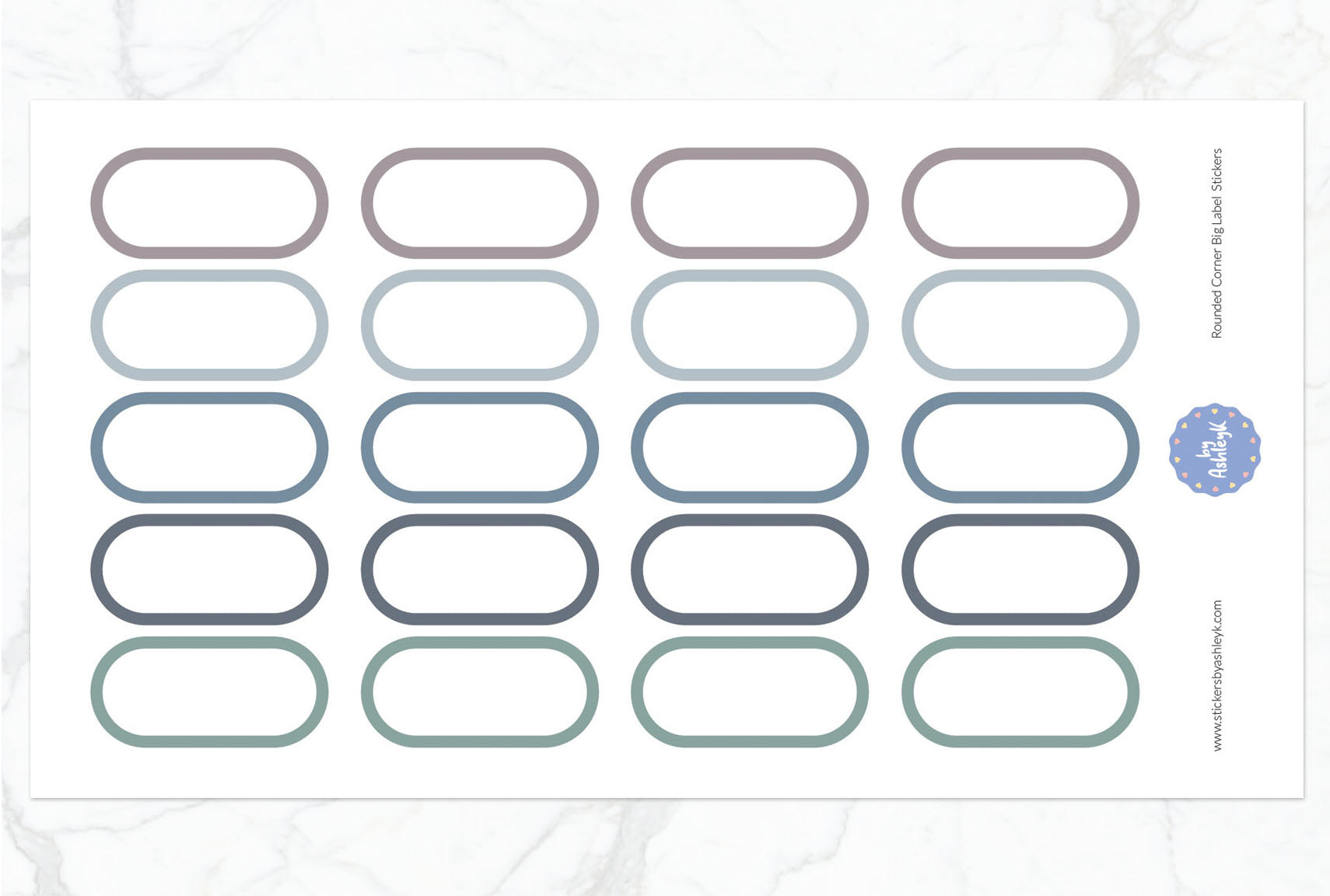 Rounded Corner Big Label Planner Stickers - Modern Neutral