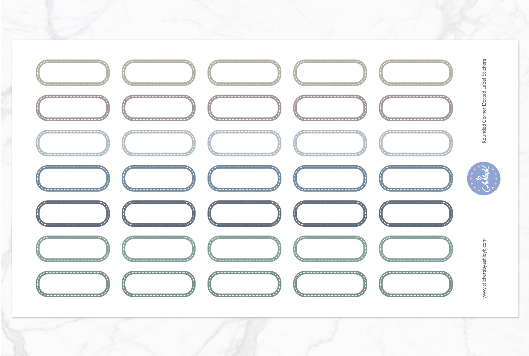 Rounded Corner Dotted Label Planner Stickers - Modern Neutral